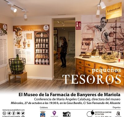 El Instituto Gil-Albert finaliza octubre con una conferencia sobre el Museo de la Farmacia de Banyeres de Mariola y poesía