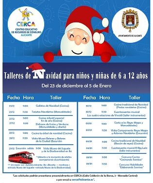 El Centro Educativo de Recursos de Consumo de Alicante organiza talleres navideños para niños y niñas de 6 a 12 años