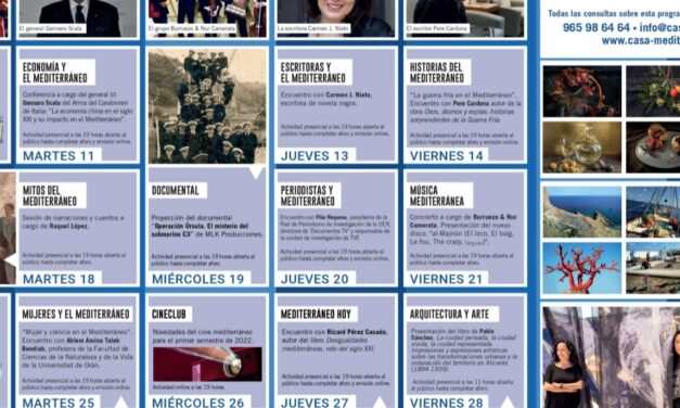 Casa Mediterráneo cuenta en su programación de enero con rostros de la talla de Pere Cardona y Ricard Pérez Casado