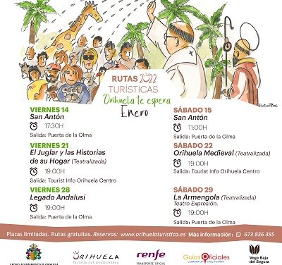Turismo de Orihuela programa las rutas de enero donde no faltará San Antón y adentrarnos en el medievo