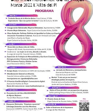 Igualdad de l’Alfàs del Pi  presenta el programa de actos conmemorativos del 8M, Día Internacional de la Mujer