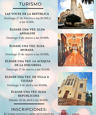 El Ayuntamiento de Elda retoma las rutas teatralizadas y visitas guiadas que recorren los momentos claves y lugares emblemáticos de la historia de la ciudad