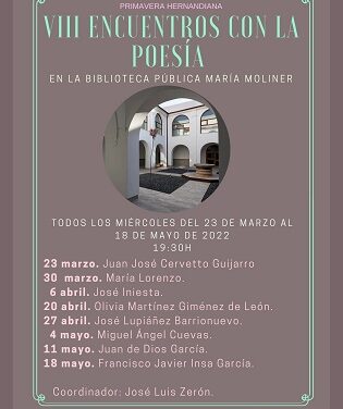 Juan de Dios García recitarà aquest pròxim dimecres a la Biblioteca Pública Municipal “María Moliner” d’Oriola