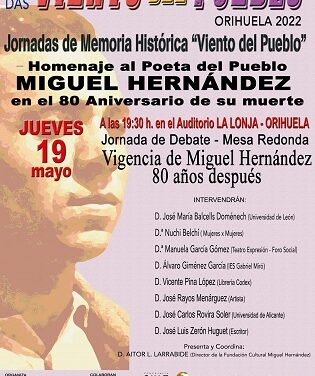 Aquest dijous se celebrarà una jornada de debat i taula redona entorn de la vigència de Miguel Hernández