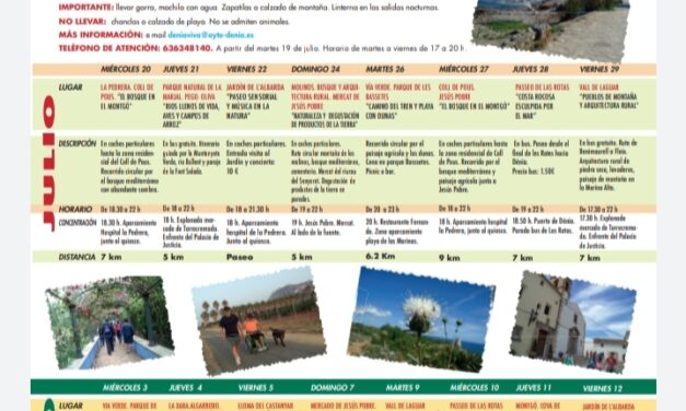 El programa de excursiones “Descubre los paisajes de Dénia” comienza el 20 de julio