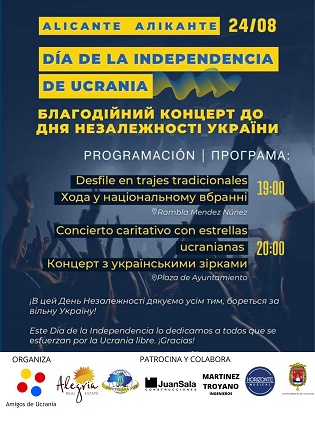 La comunitat ucraïnesa celebra el 24 d’agost a Alacant el “Dia de la Independència” amb una marxa cívica, manifest i música autòctona