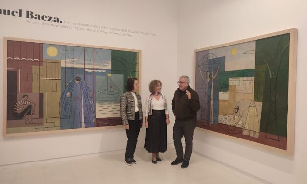El MACA presenta tres panells decoratius realitzats pel pintor Baeza de l’antic vestuari de la platja del Postiguet