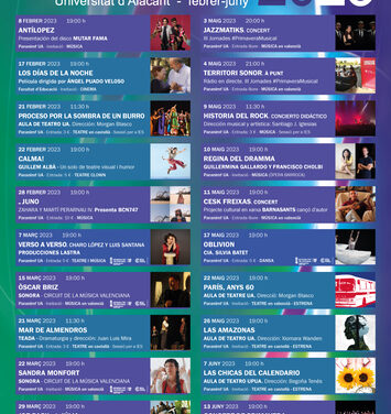 Una vintena de propostes culturals en la nova programació Paranimf de la UA