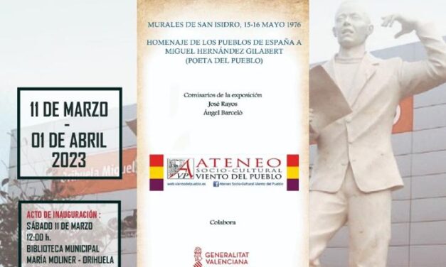 Aquest pròxim dissabte es insugurará l’exposició «Murals de Sant Isidre, 15-16 Maig.1976» a la Biblioteca Municipal ‘María Moliner’ d’Oriola