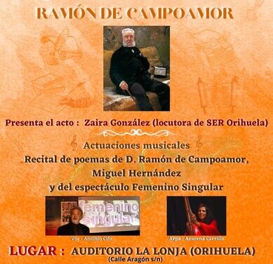Este sábado se hará entrega en Orihuela de los premios del Primer Certamen Internacional de relatos cortos “DON RAMÓN DE CAMPOAMOR”