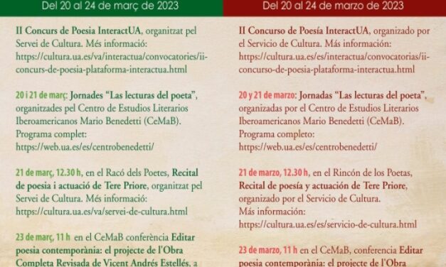 La UA commemora el Dia Mundial de la Poesia amb un ampli programa d’activitats