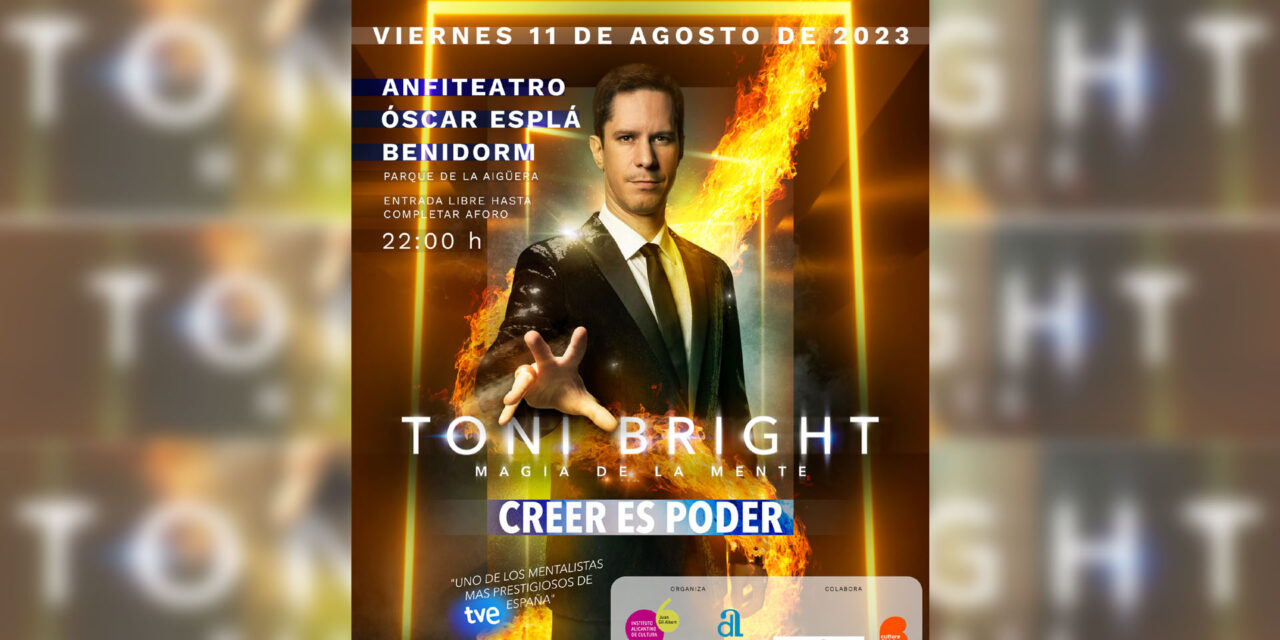 El anfiteatro Óscar Esplá de Benidorm acoge este viernes el espectáculo de magia del mentalista Toni Bright