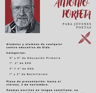 L’Ajuntament d’Elda convoca una nova edició del concurs de poesia Antonio Porpetta