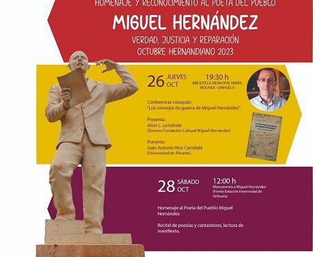 Este próximo jueves el profesor  Juan Antonio Ríos  Carratalá ofrecerá una conferencia sobre los juicios de Miguel Hernández