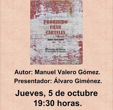 Manuel Valero Gómez presentarà a Oriola el seu últim poemari