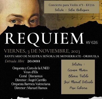 El Réquiem de Mozart sonará en el Santuario Monserrate de Orihuela