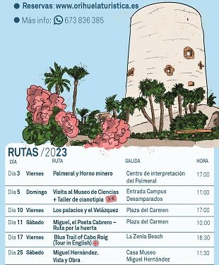 Turisme dona a conéixer les rutes de novembre amb Miguel Hernández, l’horta i costa d’Oriola i la colònia britànica com a protagonistes