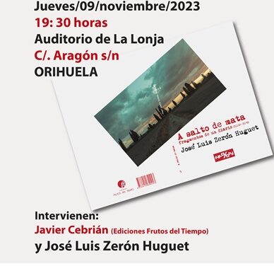 Aquest dijous es presentarà a Oriola el nou llibre de José Luis Zerón Huguet