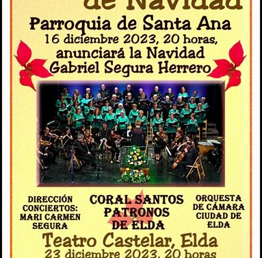 El Teatro Castelar de Elda acogerá el sábado 23 de diciembre el tradicional Concierto de Navidad de la Coral de los Santos Patronos