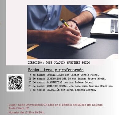 La Seu de la UA a Elda organitza dins de la seua programació cultural un taller que realitza un recorregut per la història de la literatura espanyola