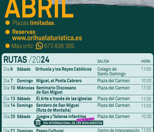 Historia, naturaleza y diversión para niños en las rutas turísticas de abril en Orihuela