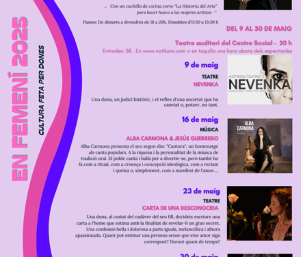 Dénia presenta el ciclo ‘En femenino’ 2025, una muestra de cultura hecha por mujeres