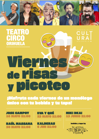«Viernes de risa y picoteo»: humor y gastronomía local se dan la mano en el Teatro Circo de Orihuela