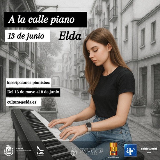 El Ayuntamiento de Elda y ADOC organizan una jornada musical con pianos en espacios públicos de la ciudad