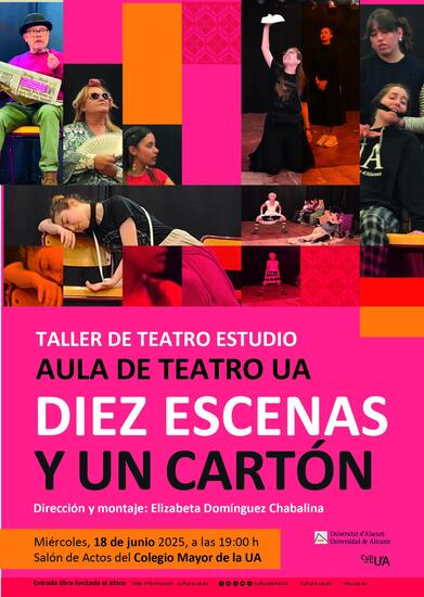 El Aula de Teatro de la UA estrena este miércoles “Diez escenas y un cartón”