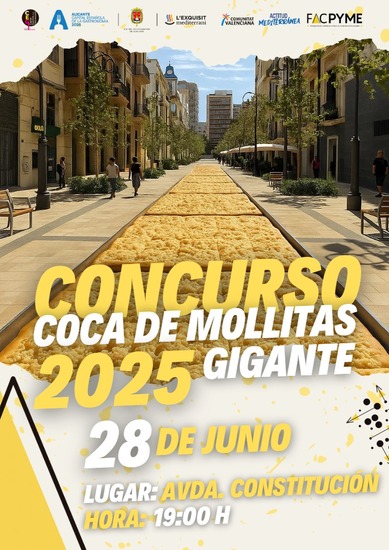 La coca de molletes de rècord es col·locarà en l’avinguda de la Constitució d’Alacant el dissabte 28