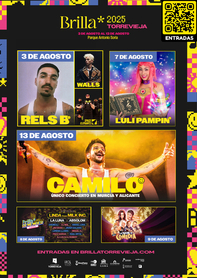 Rels B y Camilo encabezan Brilla Torrevieja 2025, el festival que ilumina la Costa Blanca en verano