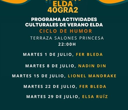 El humor llegará a Elda 40Gra2 en julio con el ciclo de monólogos en los Salones Princesa