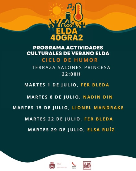 El humor llegará a Elda 40Gra2 en julio con el ciclo de monólogos en los Salones Princesa