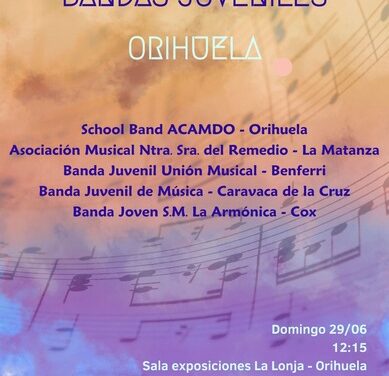 Jóvenes músicos de la Vega Baja se reúnen este domingo en La Lonja en el II Encuentro de Bandas