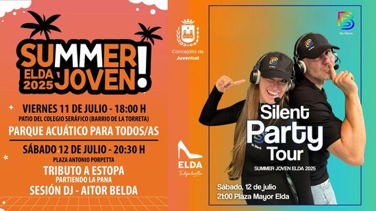 El ‘Summer Joven Elda 2025’ arranca el viernes 11 de julio con un gran parque acuático en La Torreta, música en directo y una ‘fiesta silenciosa’ para dinamizar el ocio juvenil 