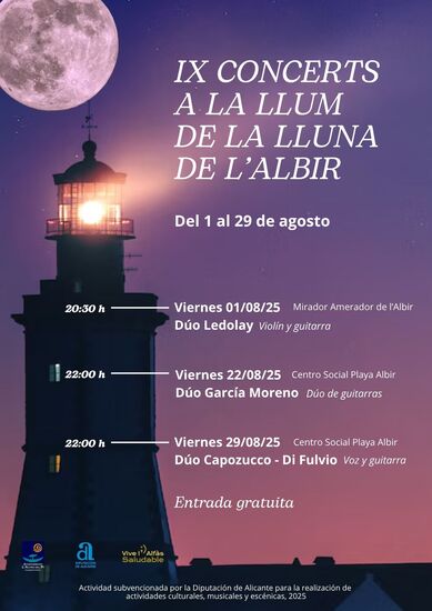 Este viernes comienza en l’Alfàs la IX edición del Festival ‘Conciertos a la llum de la lluna’