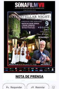 El festival SONAFILM dedica un concierto intimista a Hans Zimmer con cuarteto de cuerda y narración del experto en bandas sonoras Conrado Xalabarder