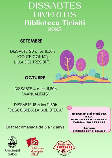 El Ayuntamiento de Alcoy impulsa el ciclo «Dissabtes Divertits» en la Biblioteca Tirisiti