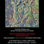 Este próximo sábado se celebrará en Orihuela el acto de entrega del PREMIO INTERNACIONAL DE POESÍA “MIGUEL HERNÁNDEZ-COMUNIDAD VALENCIANA” 2025