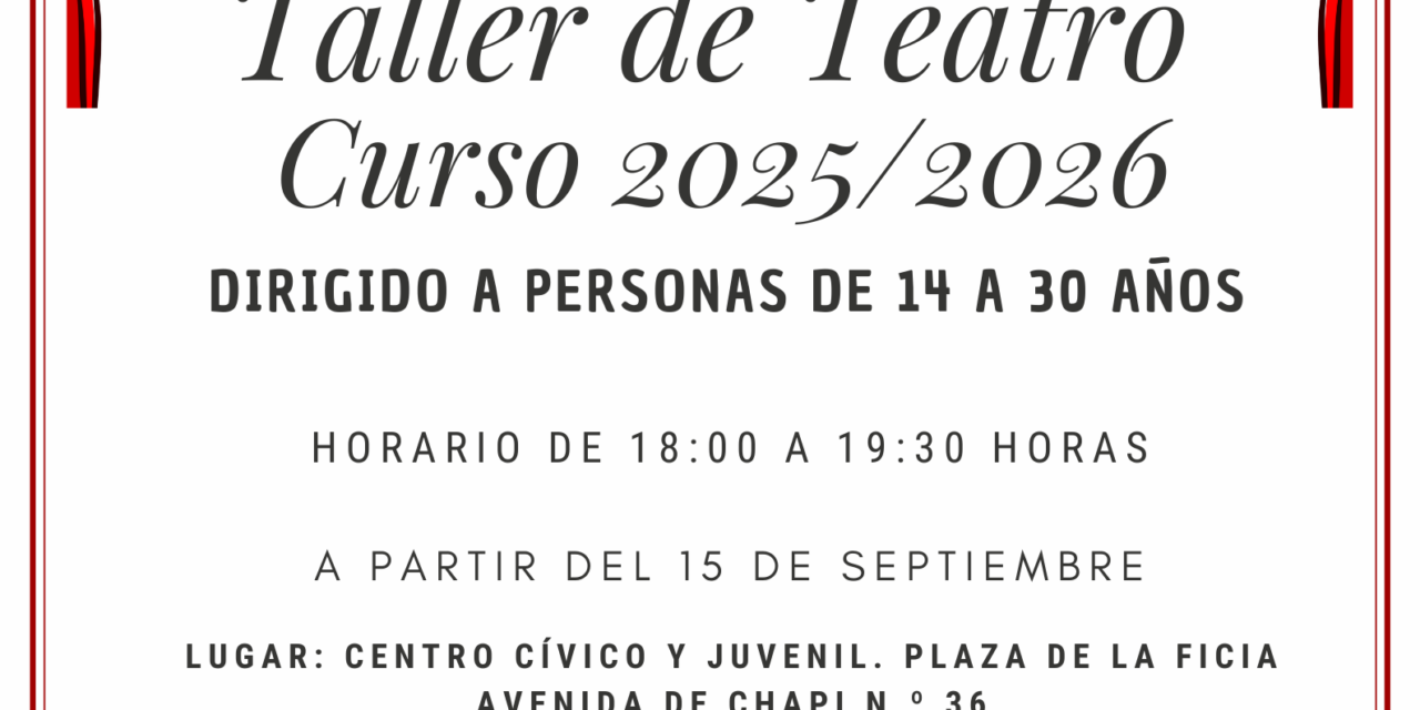 La Regidoria de Joventut obri el termini d’inscripció per als tallers de teatre dirigits a joves eldenses d’entre 14 i 30 anys