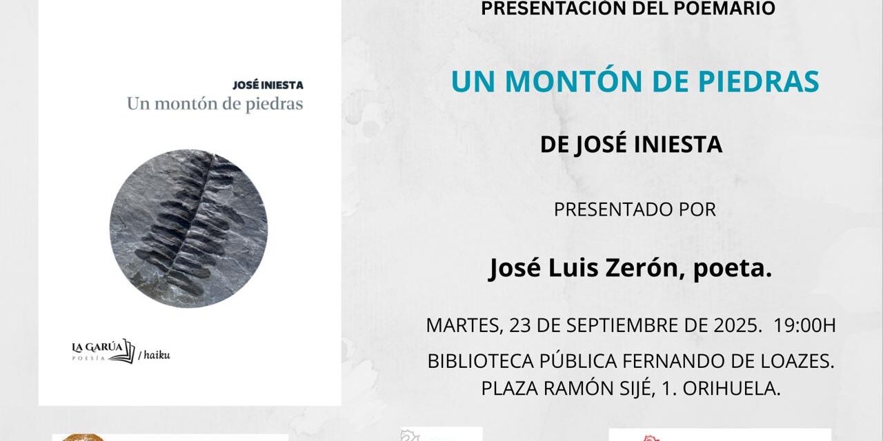 El poeta valenciano José Iniesta presentará este martes su libro “UN MONTÓN DE PIEDRAS”
