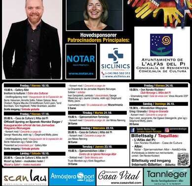 Música, literatura y arte protagonizan las 23 Jornadas Hispano Noruegas de l’Alfàs del Pi