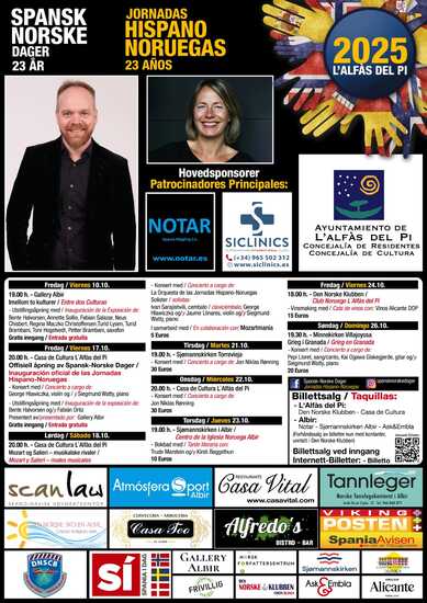 Música, literatura y arte protagonizan las 23 Jornadas Hispano Noruegas de l’Alfàs del Pi