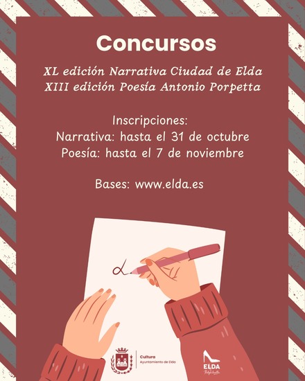 El Ayuntamiento de Elda publica la base de los concursos ‘Ciudad de Elda’ de narrativa y ‘Antonio Porpetta’ de poesía