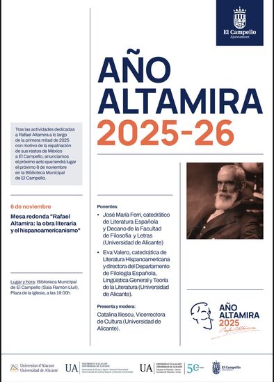 La Biblioteca Municipal de El Campello acoge el jueves una mesa redonda sobre la obra literaria y el hispanoamericanismo de Rafael Altamira
