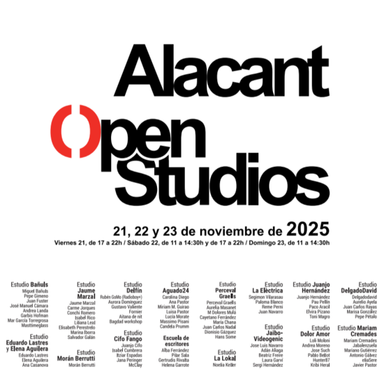 Más de 80 artistas mostrarán su obra en la tercera edición de Alacant Open Studios en noviembre en un recorrido por 16 estudios en la ciudad de Alicante
