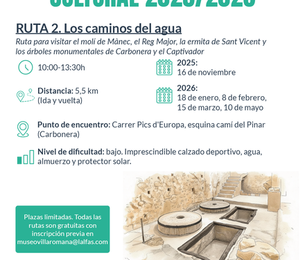 L’Alfàs del Pi organiza este domingo una nueva visita guiada gratuita por la ruta ‘Los caminos del agua’
