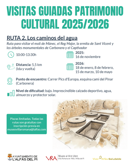L’Alfàs del Pi organiza este domingo una nueva visita guiada gratuita por la ruta ‘Los caminos del agua’
