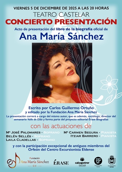 El Teatro Castelar acogerá el próximo 5 de diciembre el concierto-presentación de la biografía oficial de Ana María Sánchez