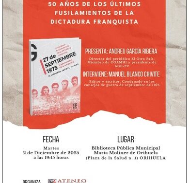 Este martes se presentará en Orihuela un libro sobre los últimos fusilamientos de la dictadura franquista